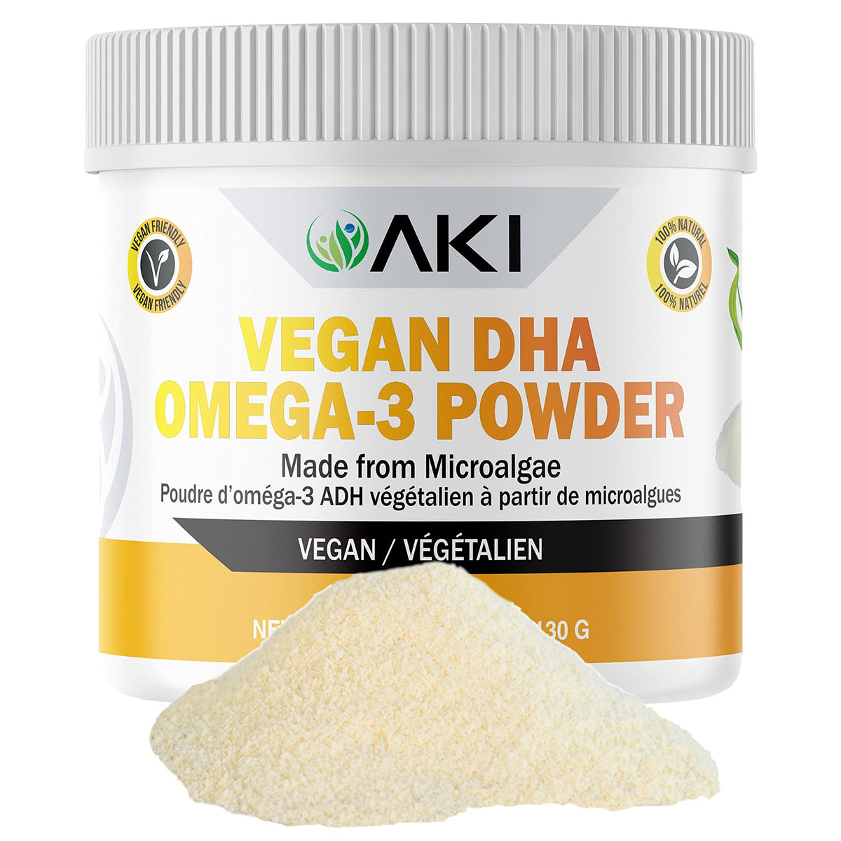 AKI ORGANIC Omega-3 DHA Microalgae Powder packaging front view