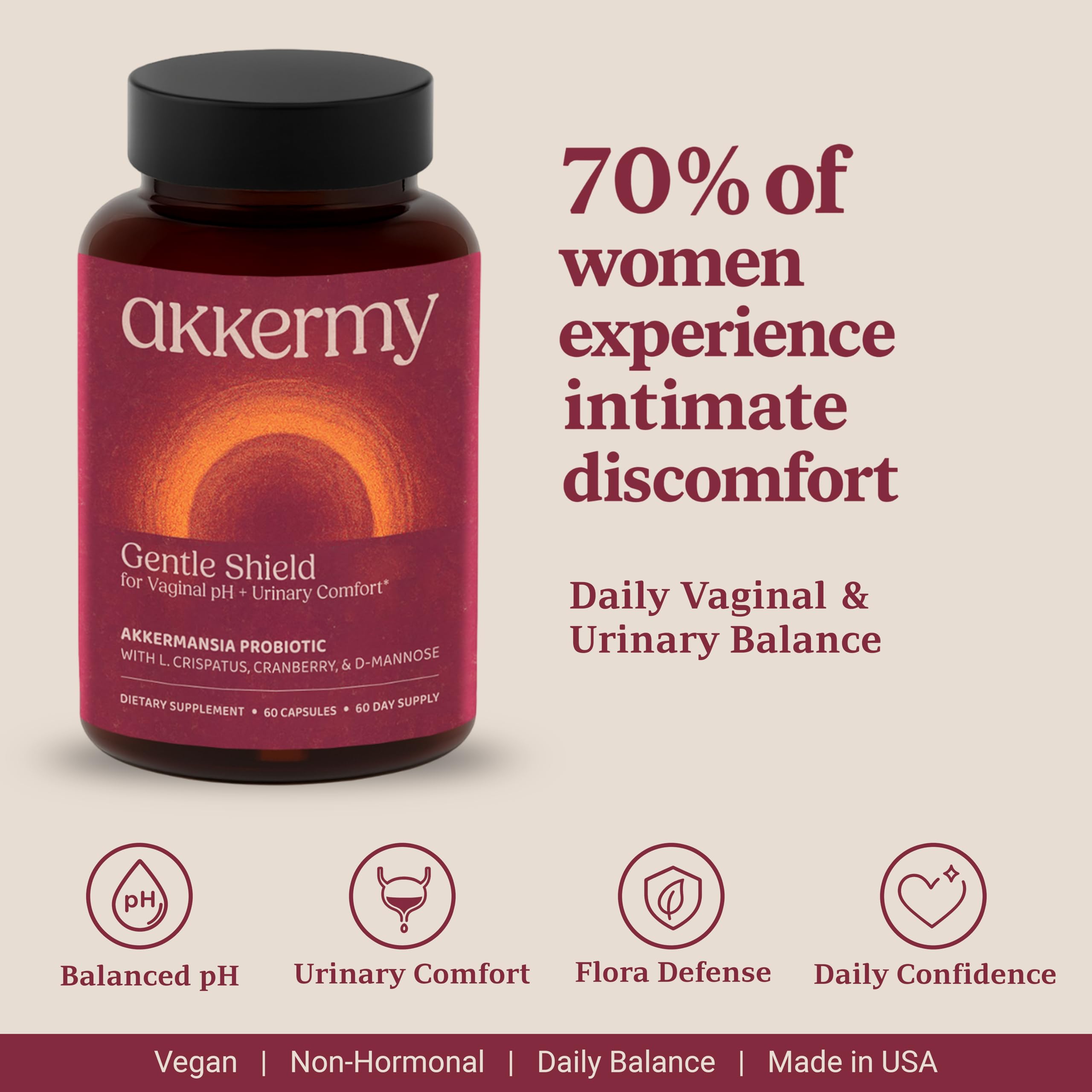 Akkermy Gentle Shield Probiotics for Women bottle side view