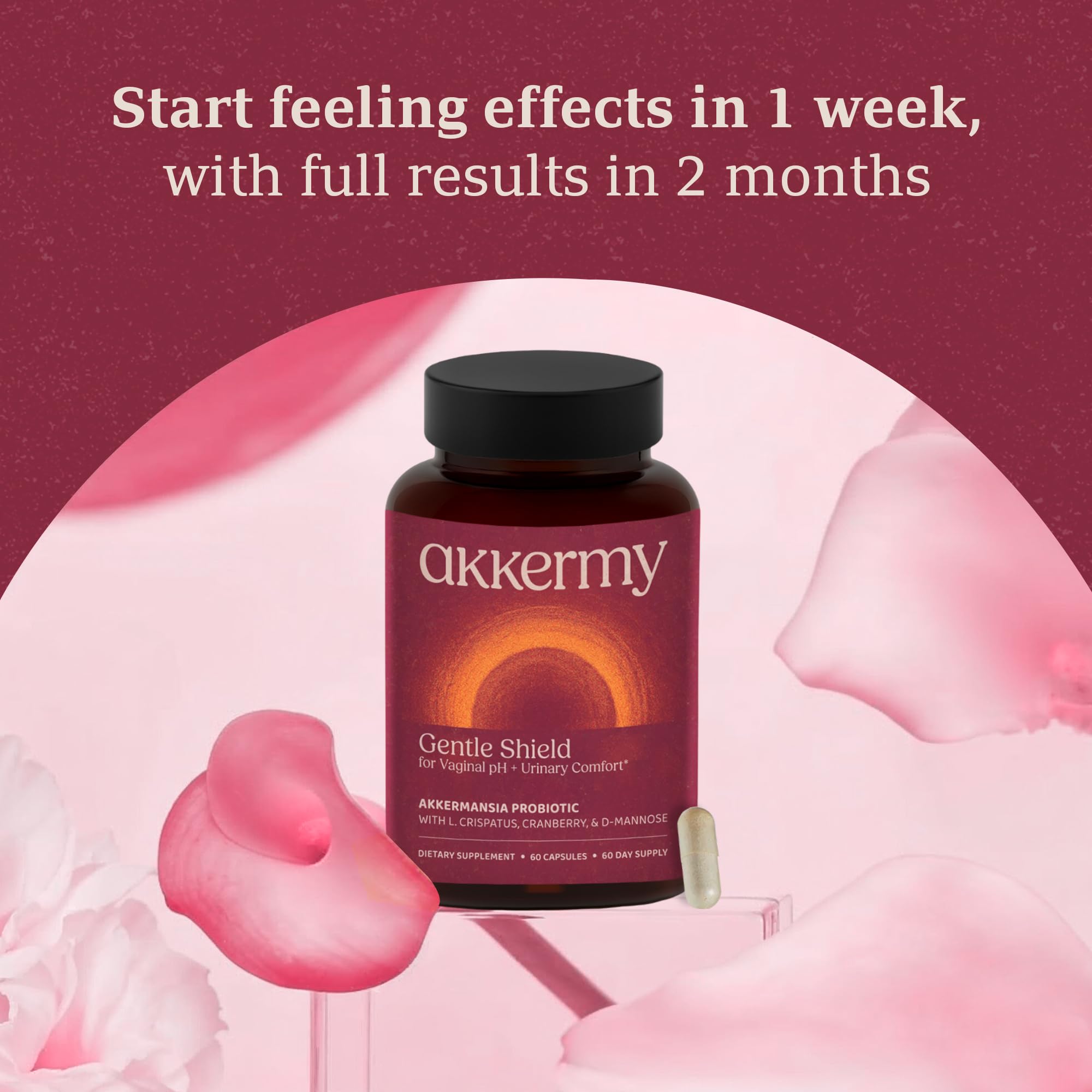 Akkermy Gentle Shield Probiotics for Women on a wooden table