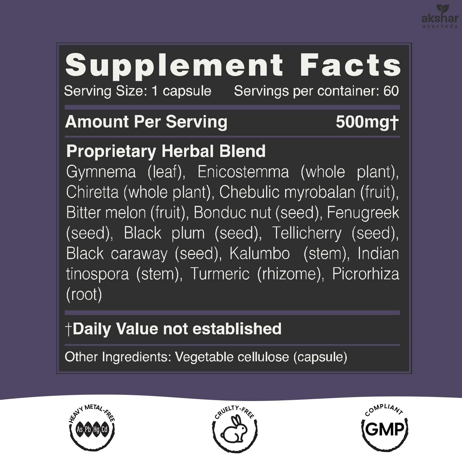 AKSHAR Gluco-Aid Herbal Supplement bottle on a wooden table