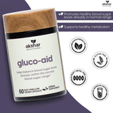 AKSHAR Gluco-Aid Herbal Supplement side view showcasing capsule size