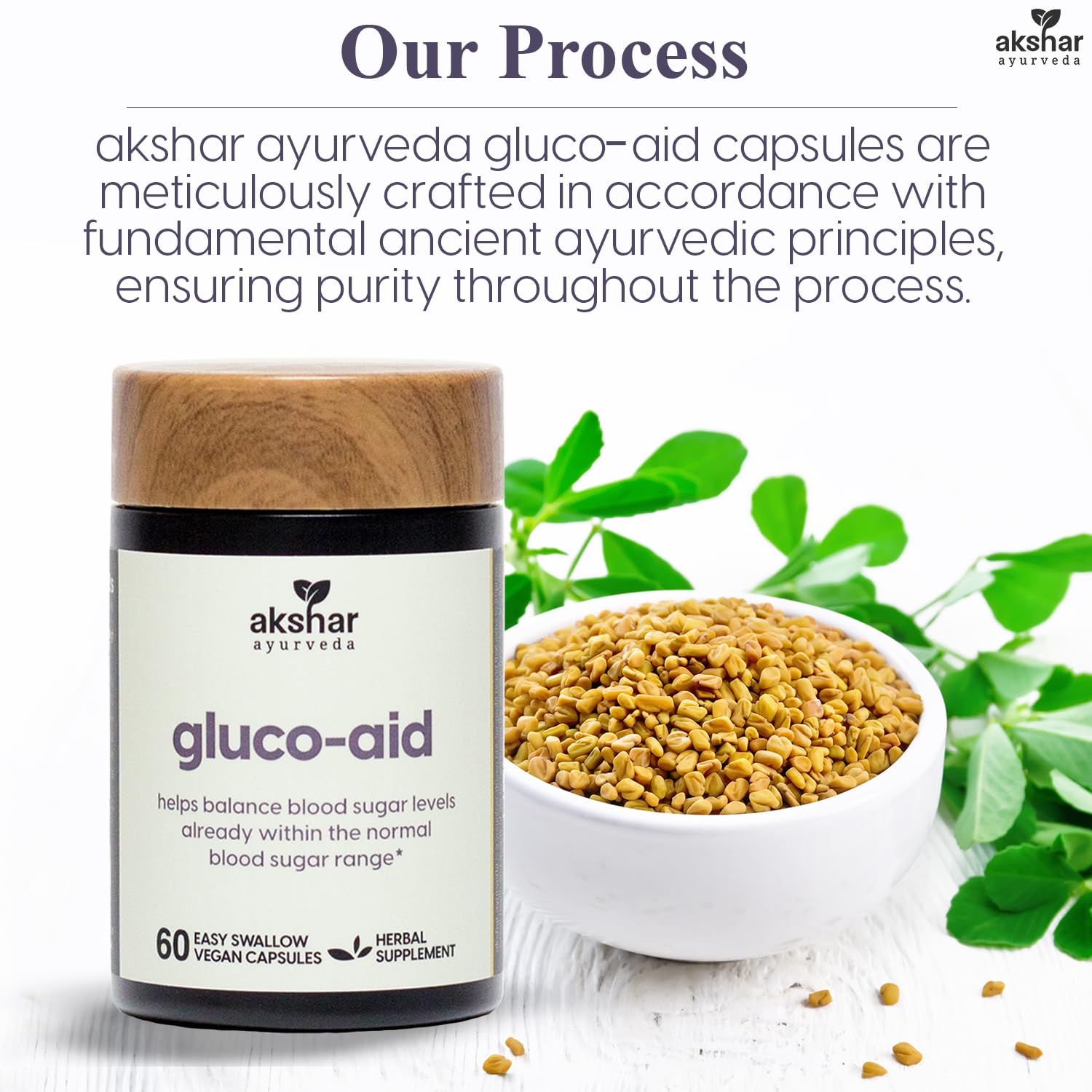 AKSHAR Gluco-Aid Herbal Supplement with fresh turmeric roots