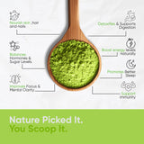 ALADA ORGANIC Moringa Powder 200g with a teaspoon
