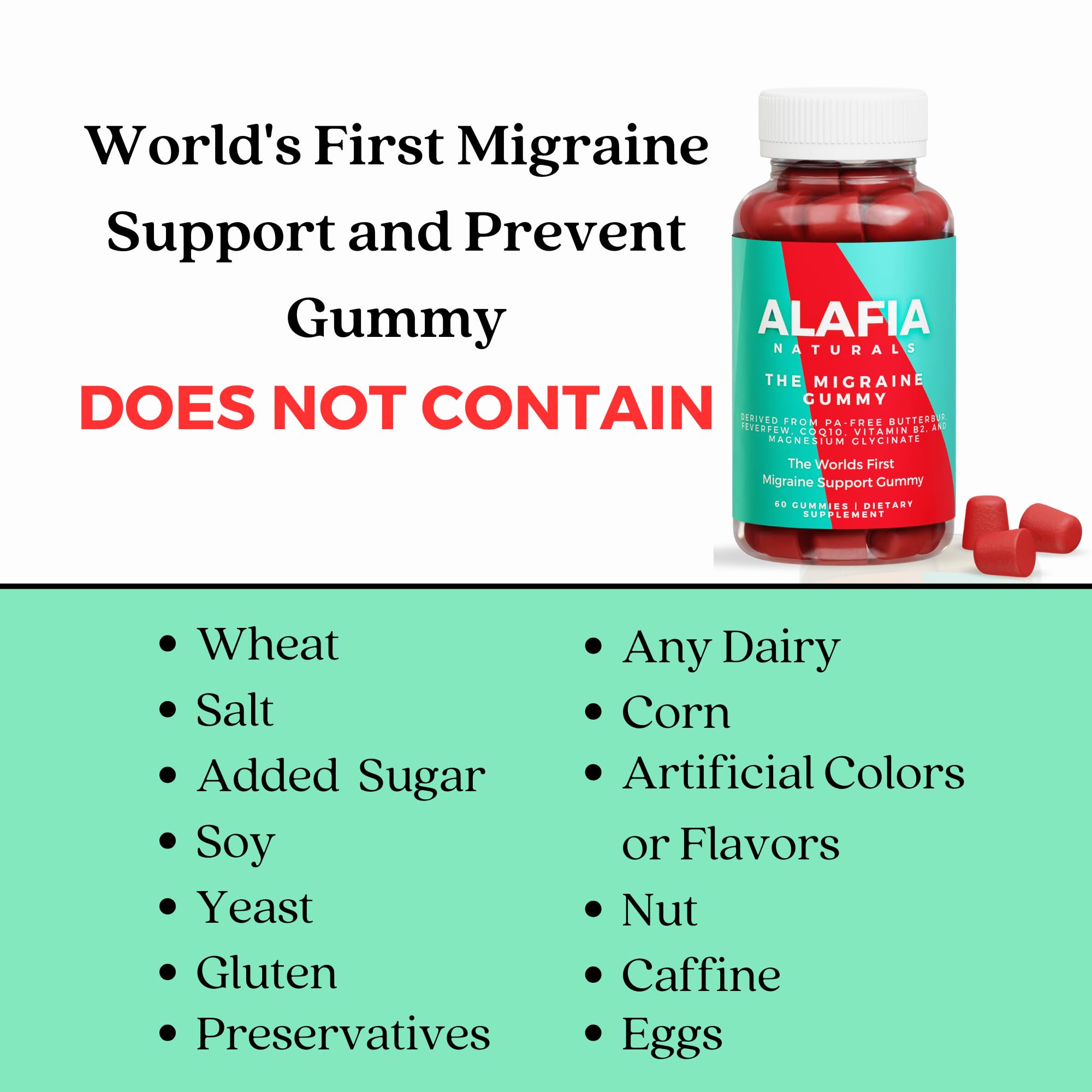 Alafia Naturals Migraine Gummy bottle side view