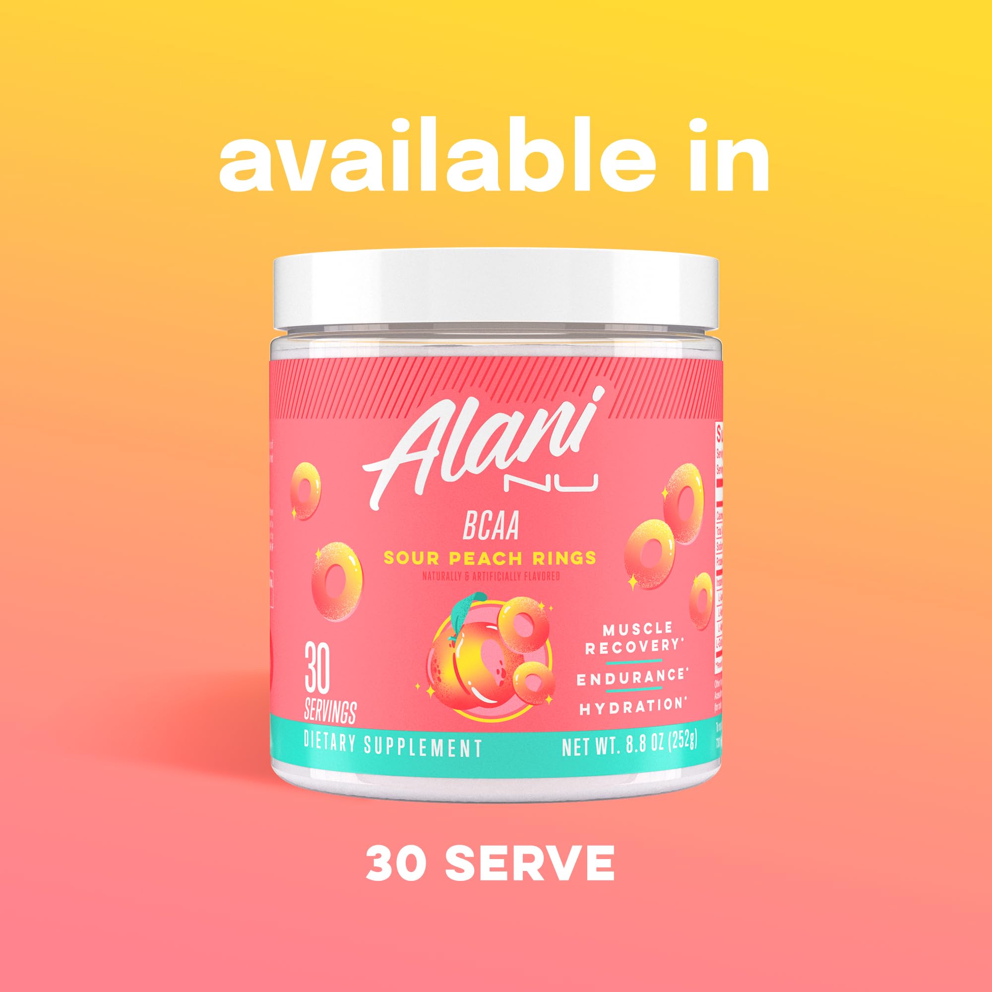 Alani Nu BCAAs 252g back view with ingredient list