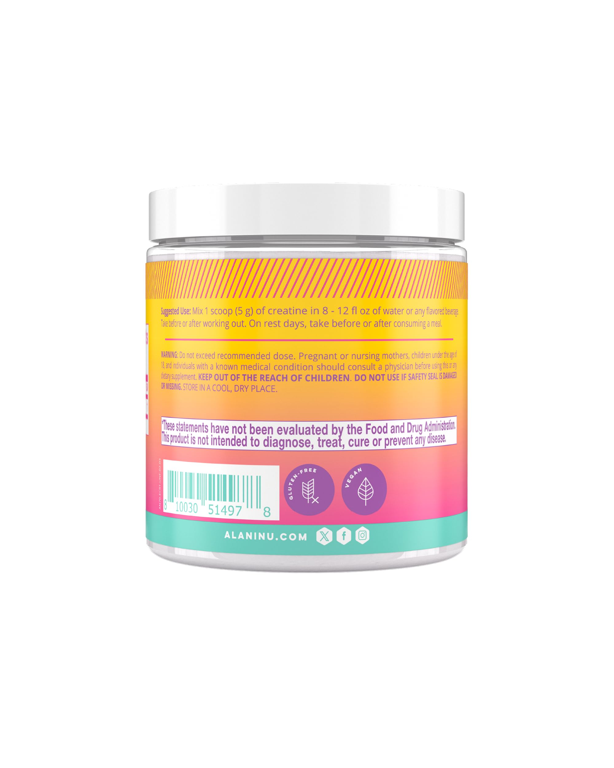 Alani Nu Creatine Monohydrate Powder in a glass of water