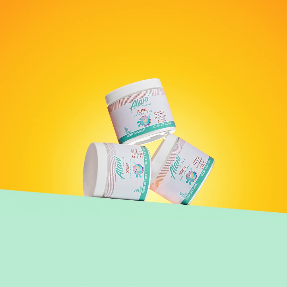 Alani Nu Creatine Monohydrate Powder lifestyle scene with gym equipment