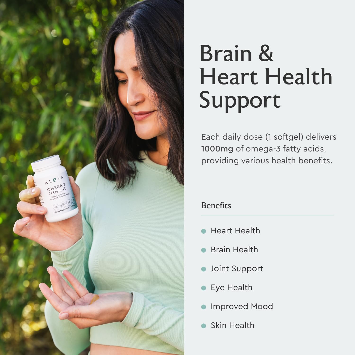 Alaya Naturals Fish Oil Softgels with natural vitamin E ingredients
