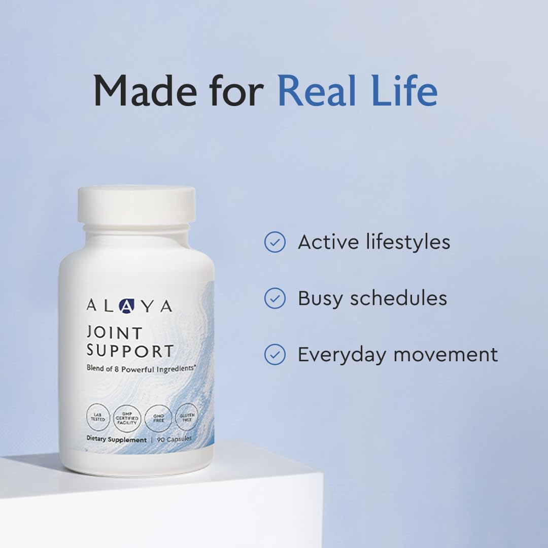 Alaya Naturals Joint Support supplement with lifestyle setup