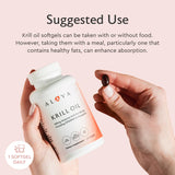 Alaya Naturals Krill Oil Softgels displayed with a natural background