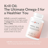 Alaya Naturals Krill Oil Softgels side view with dosage details