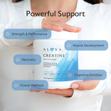 Alaya Naturals Micronized Creatine Monohydrate with workout gear