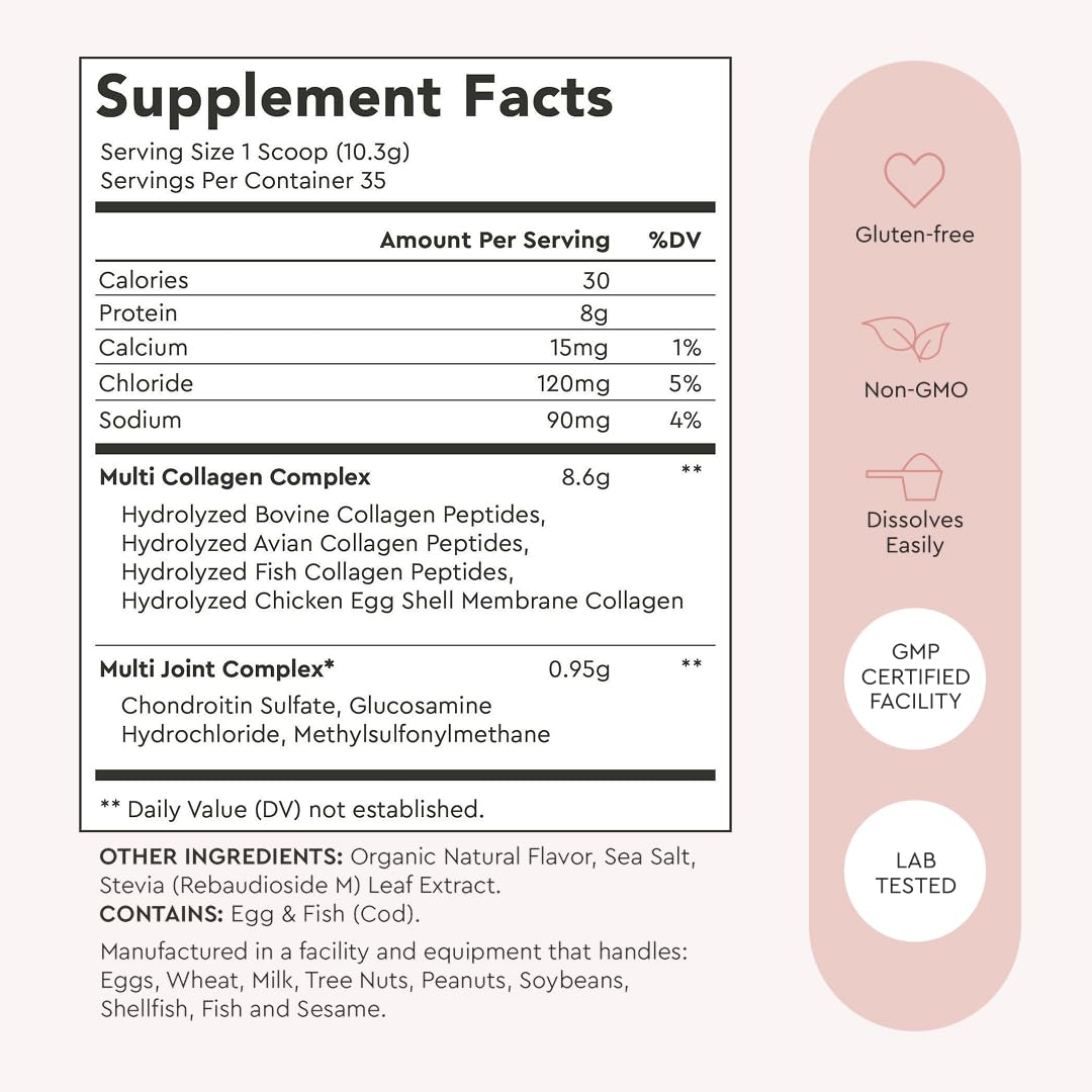 Alaya Naturals Multi Collagen Peptides Powder with measuring scoop