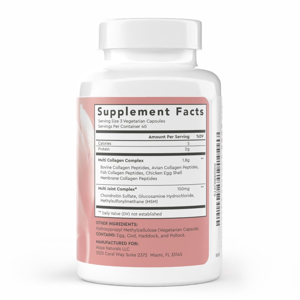 Alaya Naturals Multi-Source Collagen Capsules side view