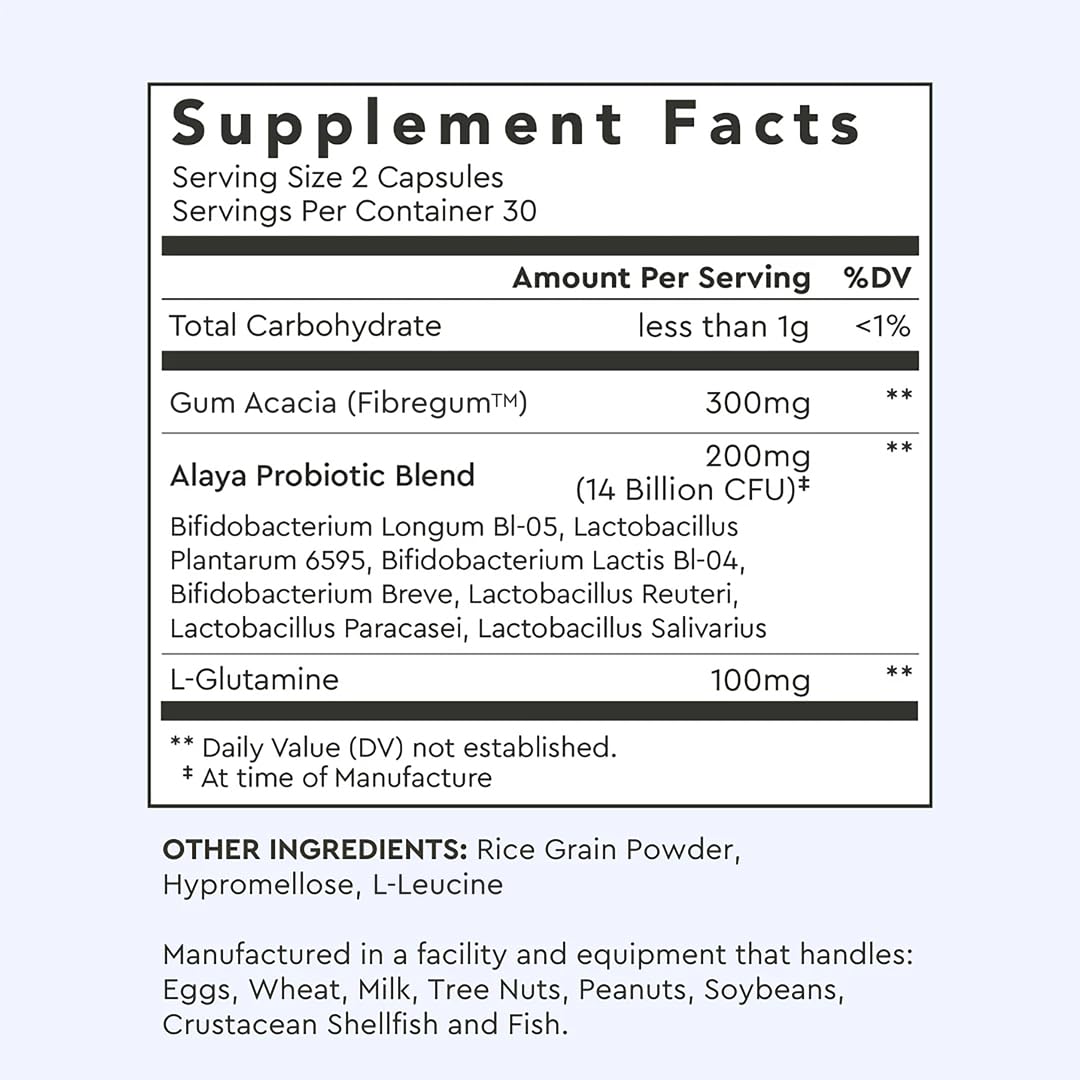 Alaya Naturals Prebiotic Probiotic Blend 118g ingredients list