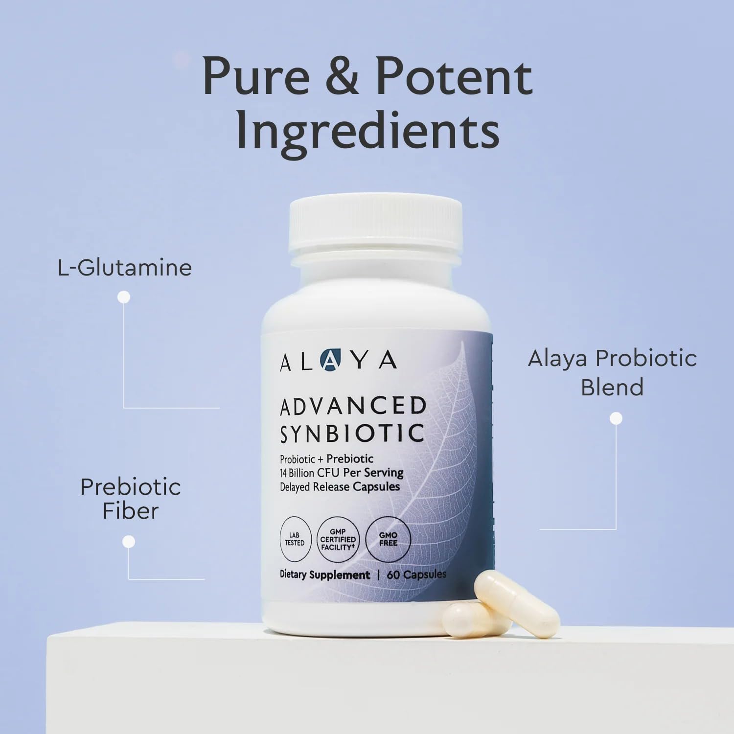 Alaya Naturals Prebiotic Probiotic Blend 118g side view