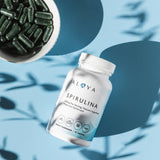 Alaya Naturals Spirulina Capsules on a wooden table