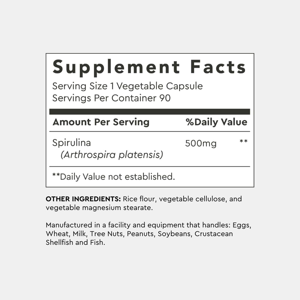 Alaya Naturals Spirulina Capsules packaging details