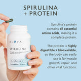 Alaya Naturals Spirulina Capsules side view showing capsule size