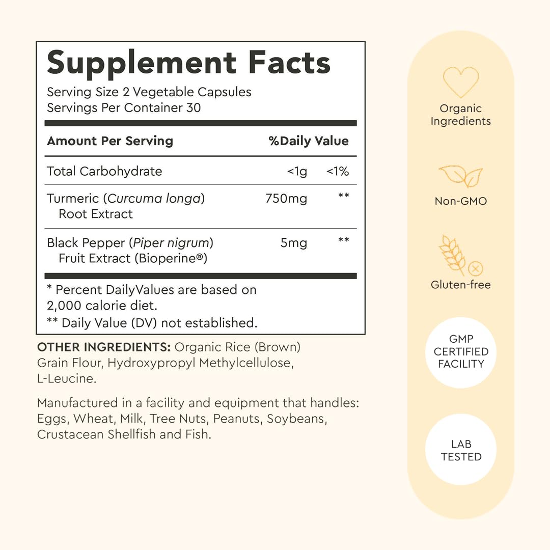 Alaya Naturals Turmeric Supplement with black pepper detail