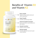 Alaya Naturals Vitamin D3 & K2 capsules on a wooden table