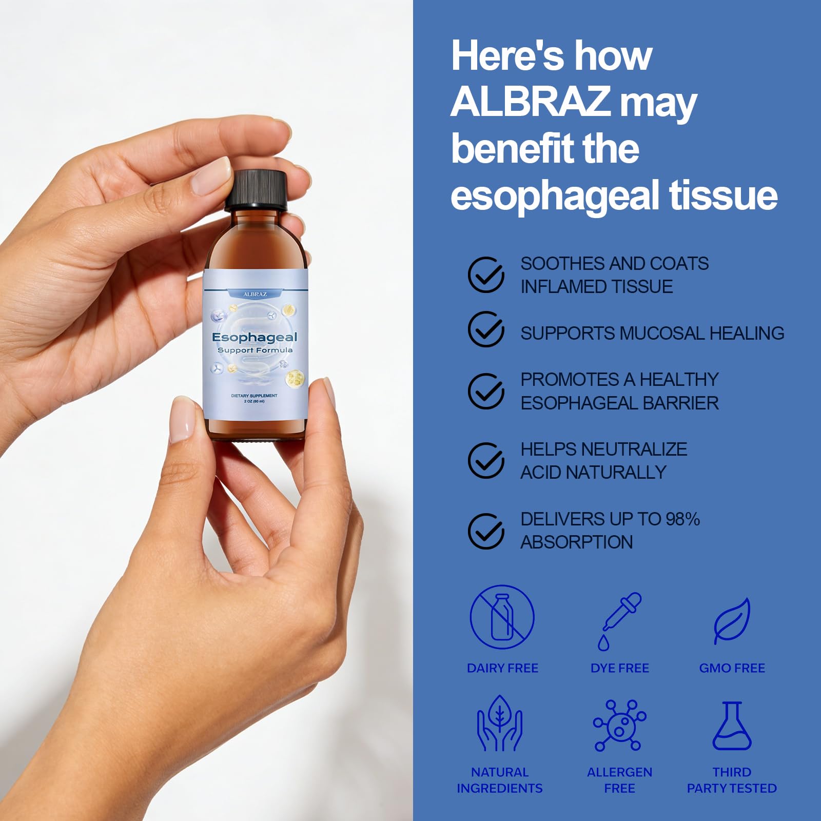 ALBRAZ daily Drops 59g back view with ingredient list