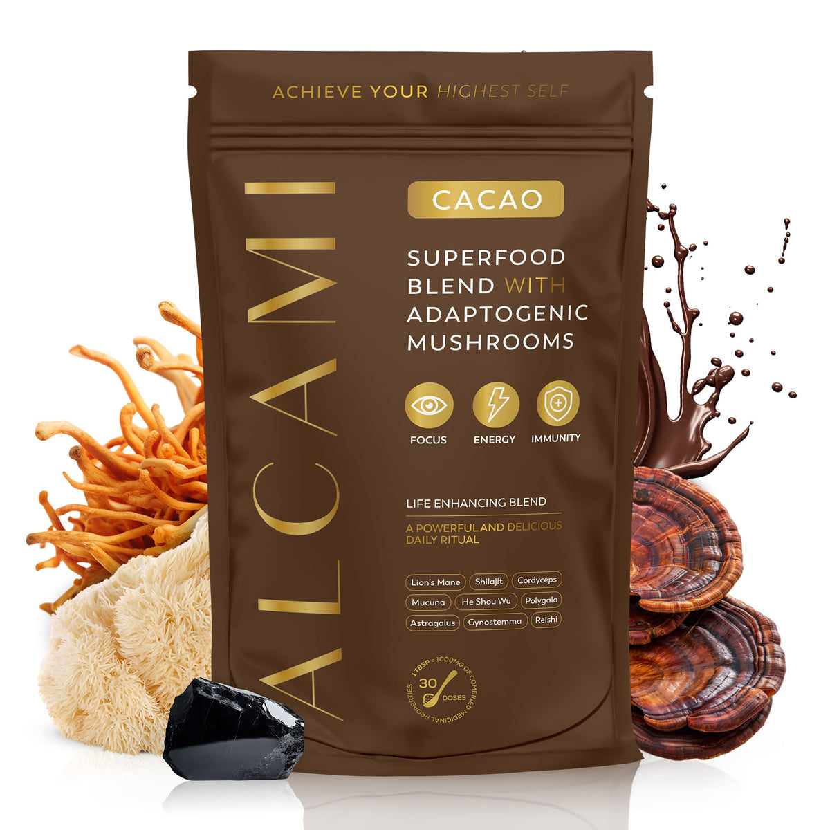 alcami elements Mushroom Cacao Superfood Ritual front view packaging