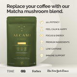alcami elements Mushroom Matcha 10:1 Concentrated Blend powder close-up