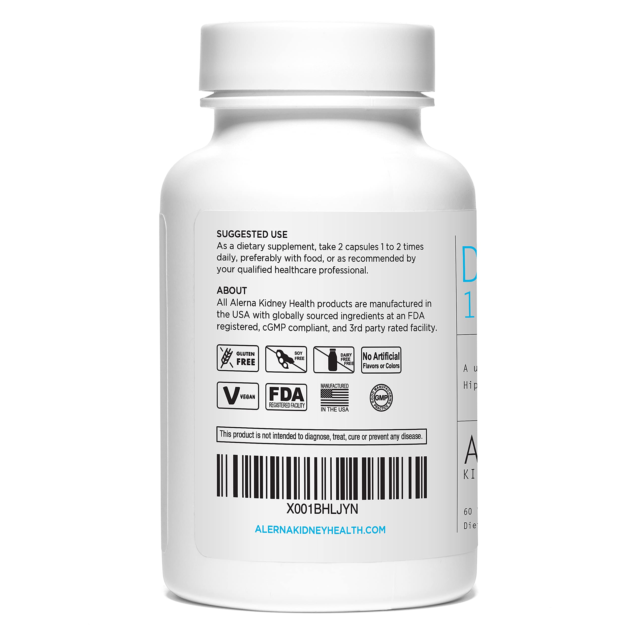 Alerna Kidney Health D-Mannose 1000mg capsules with packaging