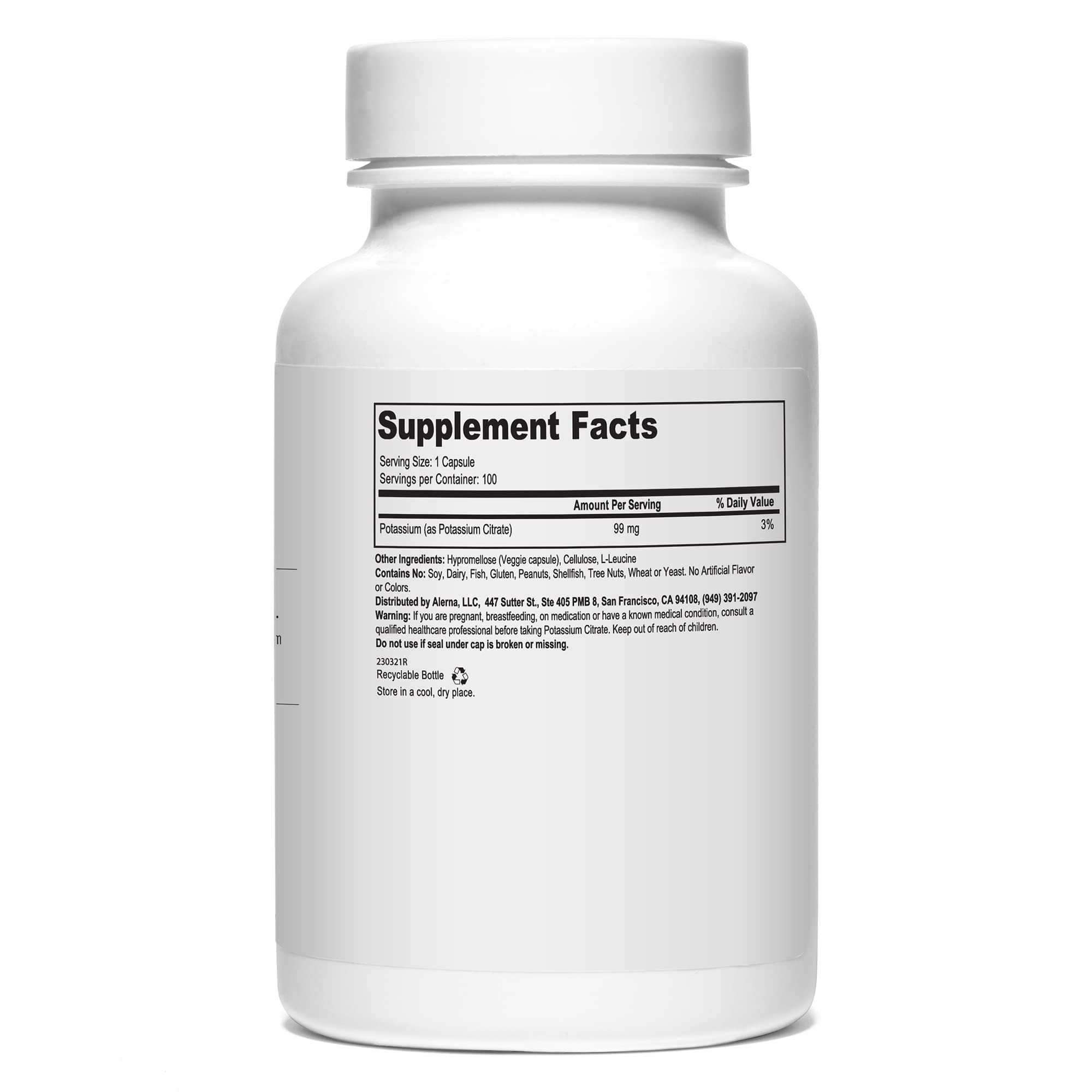 Alerna Kidney Health Potassium Citrate 99mg ingredients list