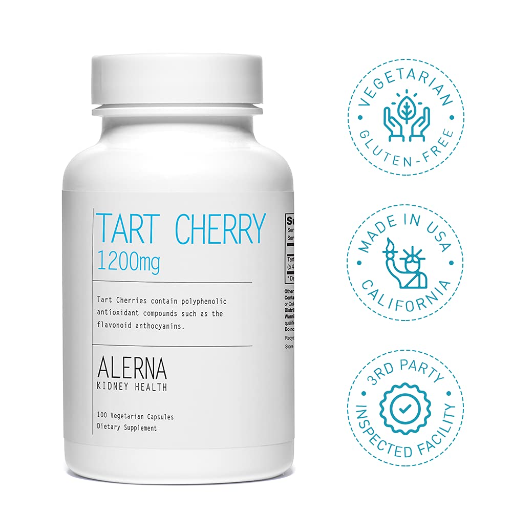 Alerna Kidney Health Tart Cherry Extract Capsules with a glass of water
