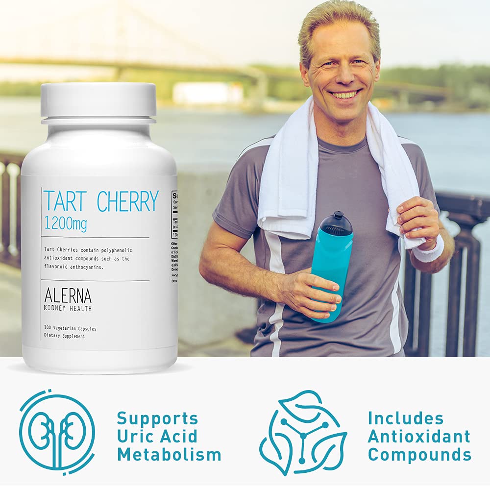 Alerna Kidney Health Tart Cherry Extract Capsules with fresh cherries