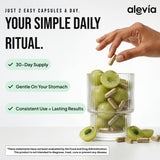 Alevia Organic Amla 1000mg Capsules on a wooden table