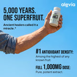 Alevia Organic Amla 1000mg Capsules opened bottle showing capsules