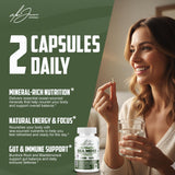 Alex Jones Naturals Sea Moss Capsules on a wooden surface