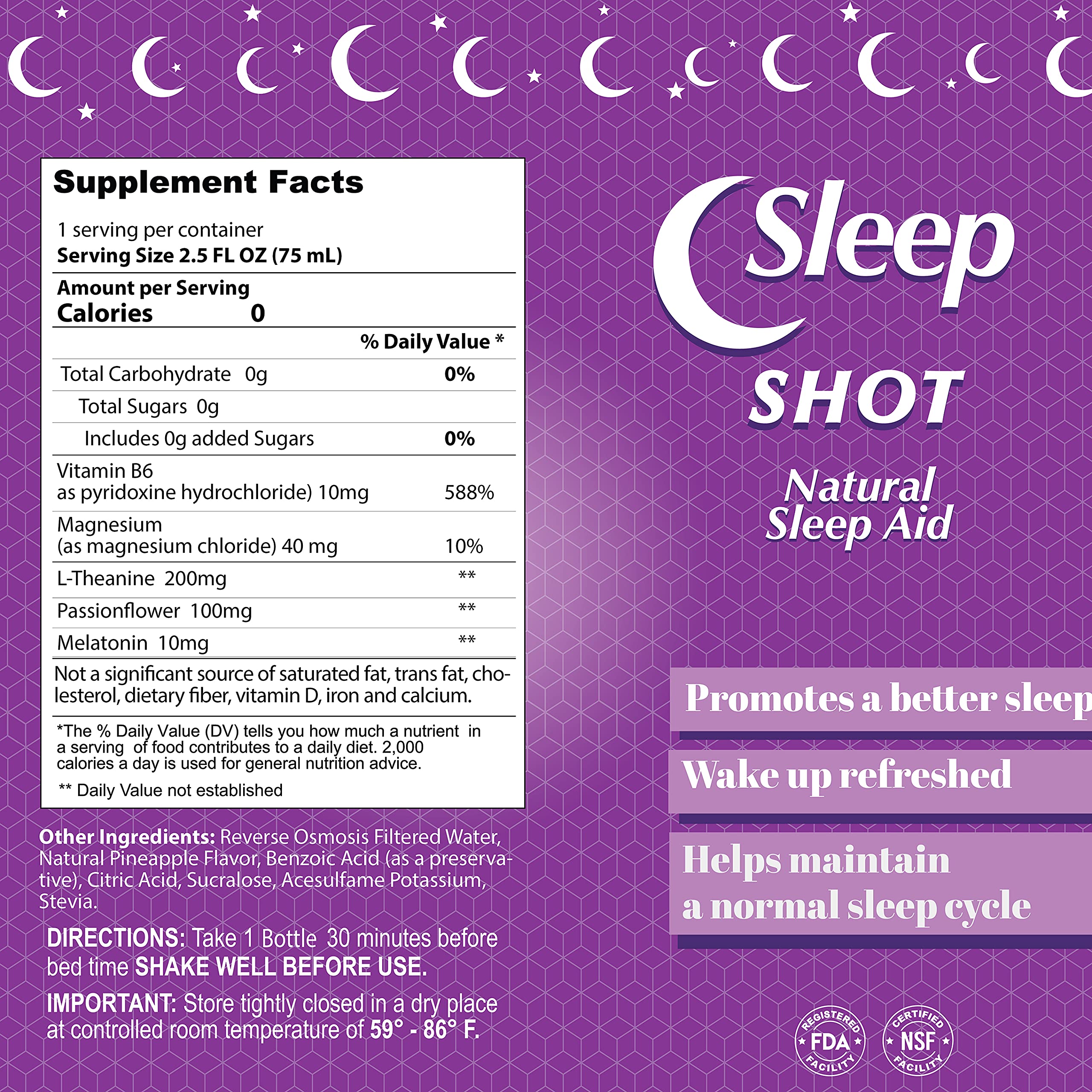ALFA VITAMINS Sleep Shot ingredients list