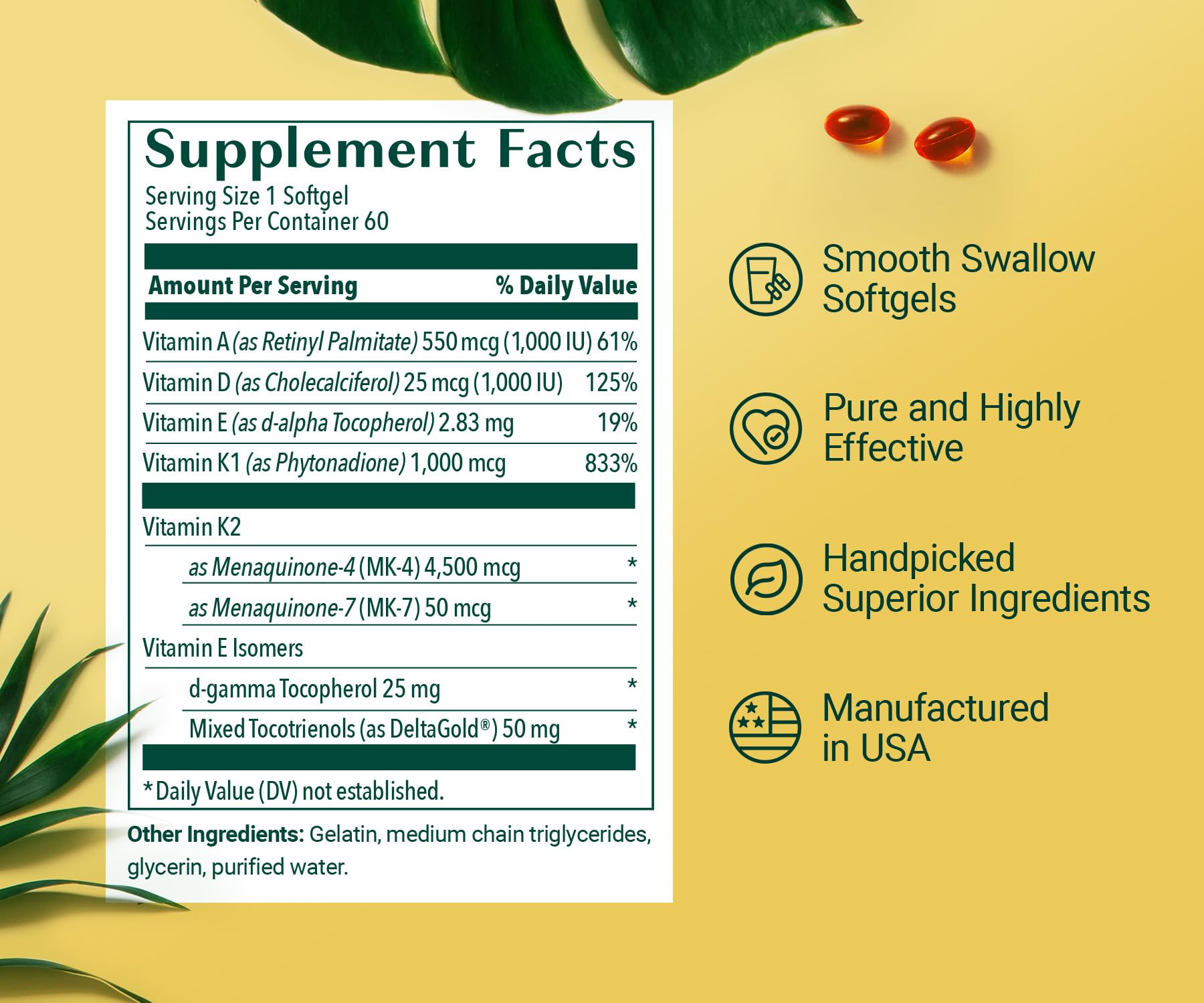 ALGAECAL D3 Complete Vitamin D3 & K2 softgel bottle with softgels scattered