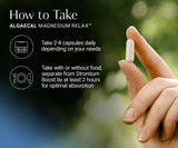 ALGAECAL Magnesium daily wellness Supplement on a table with a glass of water