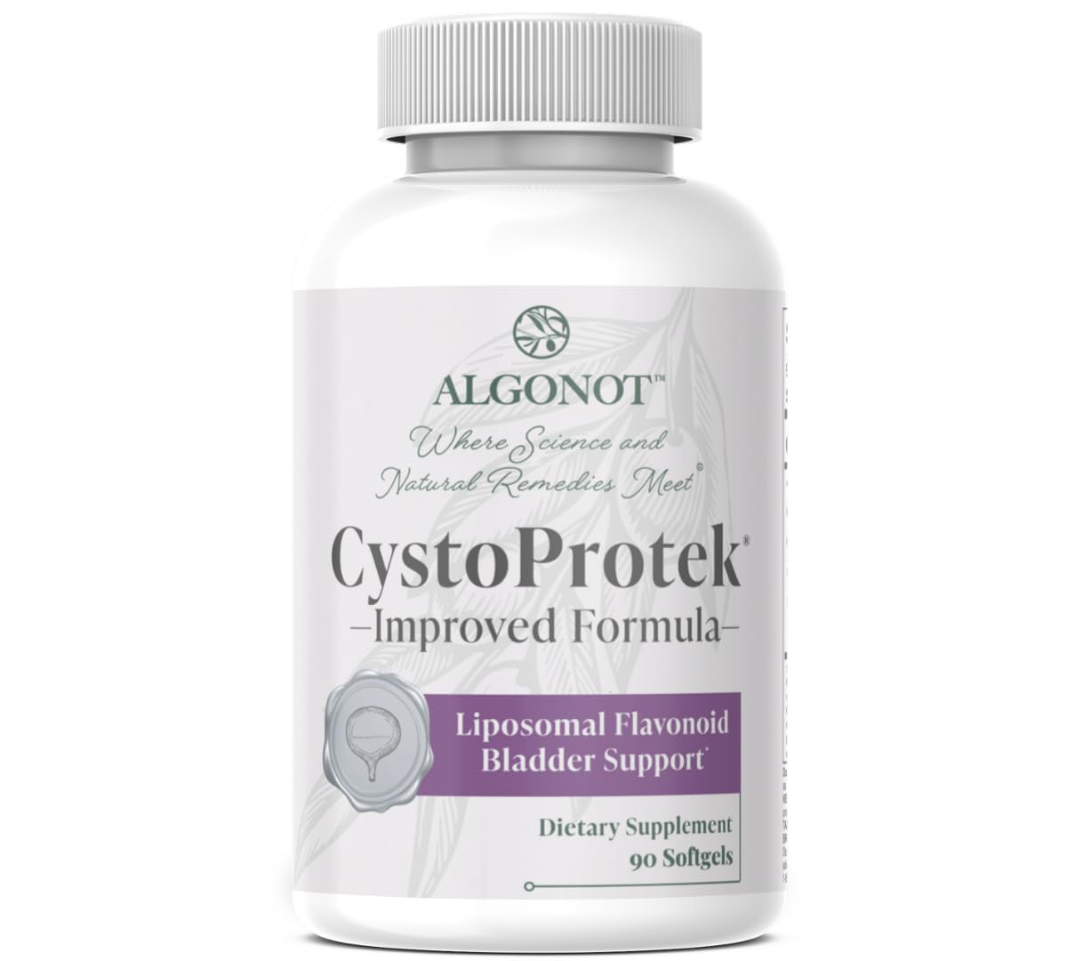 Algonot CystoProtek Bladder Support Supplement softgel capsules front view