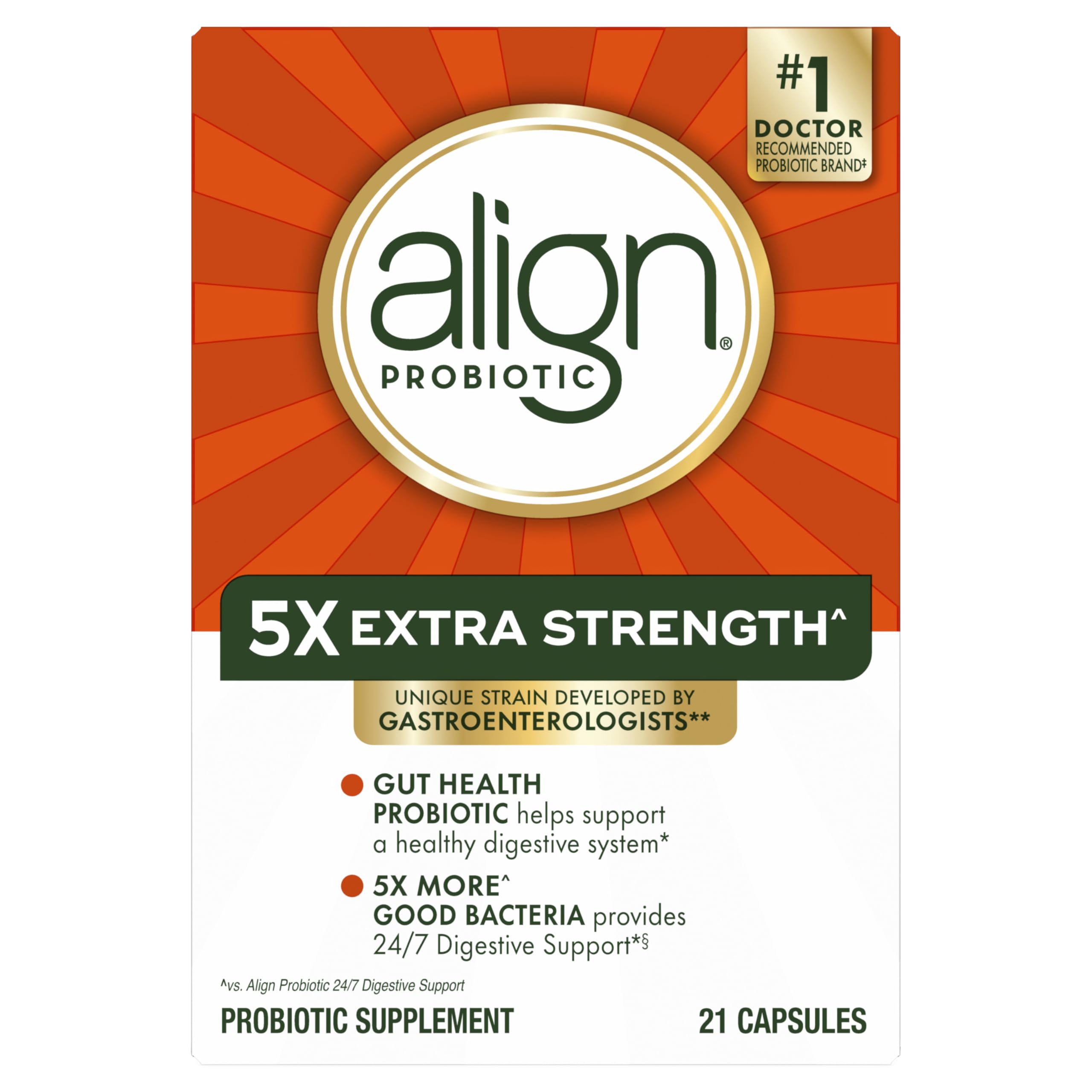 Align Probiotic 5X Extra Strength 30 Capsules with a glass of water