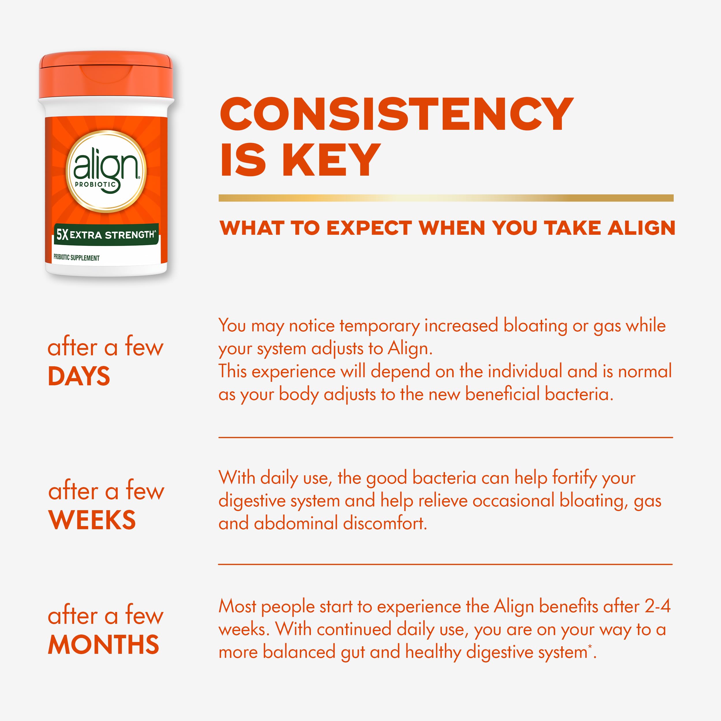 Align Probiotic 5X Extra Strength 30 Capsules with desiccant bottle