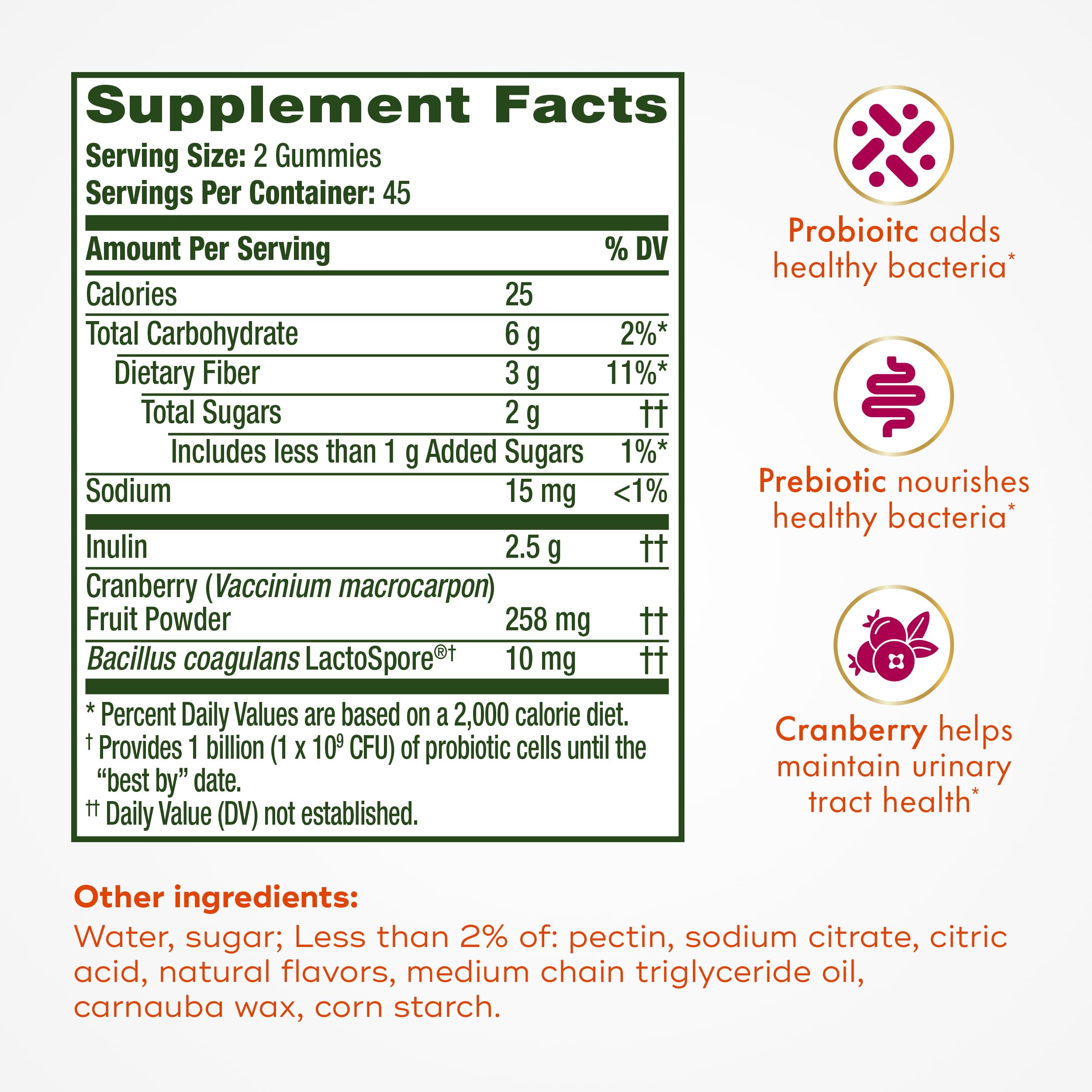Align Probiotic Women’s Dualbiotic Gummies back view packaging