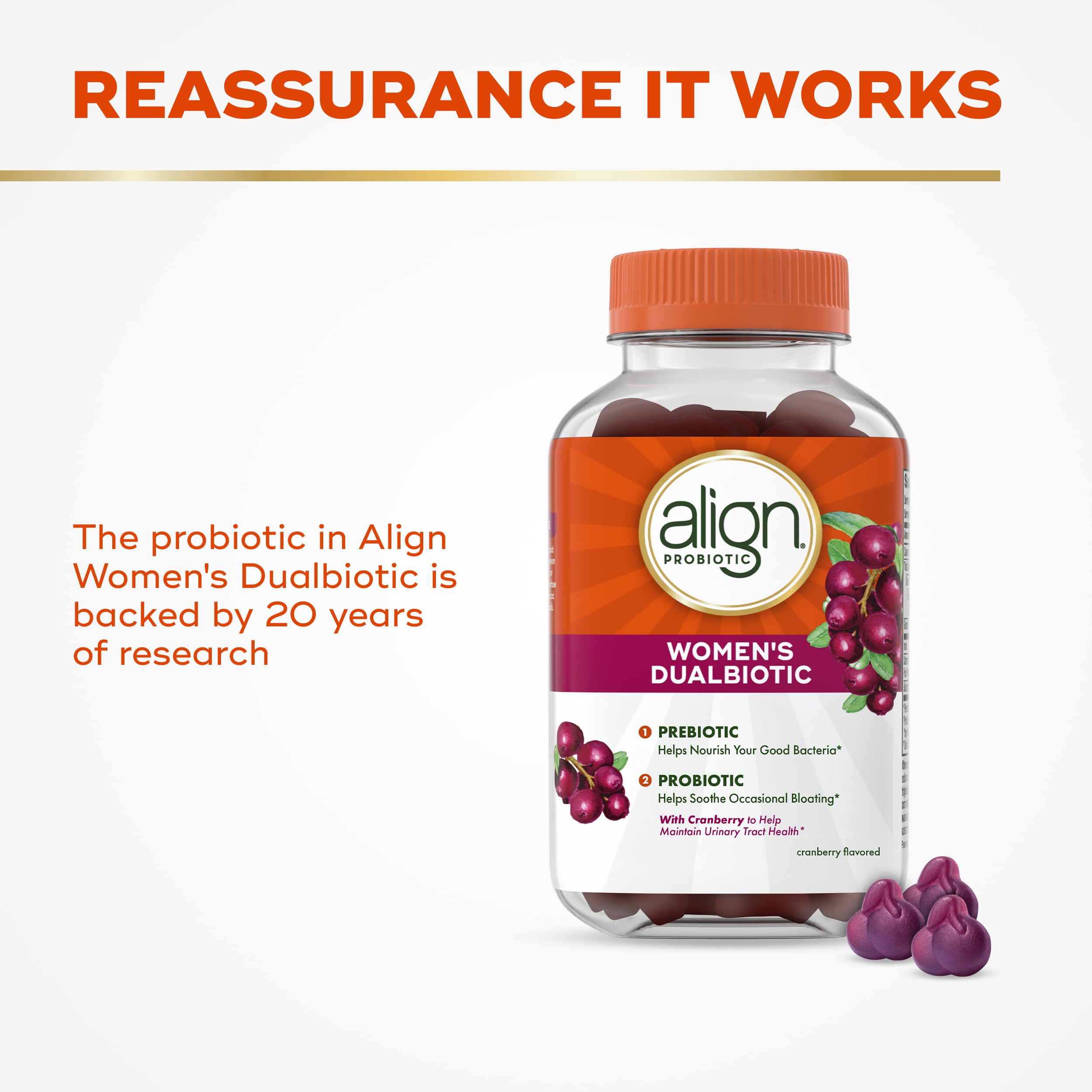 Align Probiotic Women’s Dualbiotic Gummies close-up of gummies