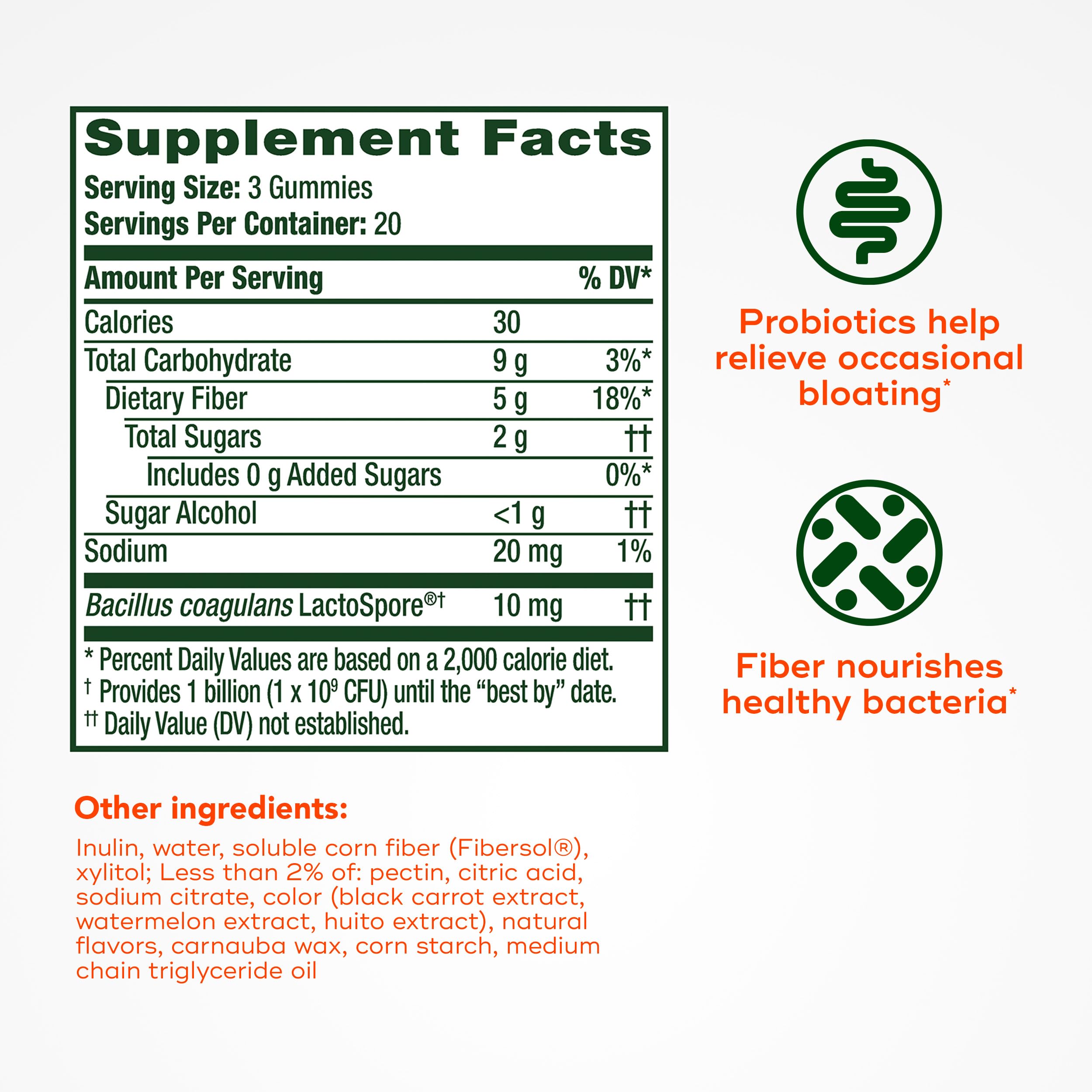 Align Probiotics + Fiber Gummies lifestyle shot with fruits