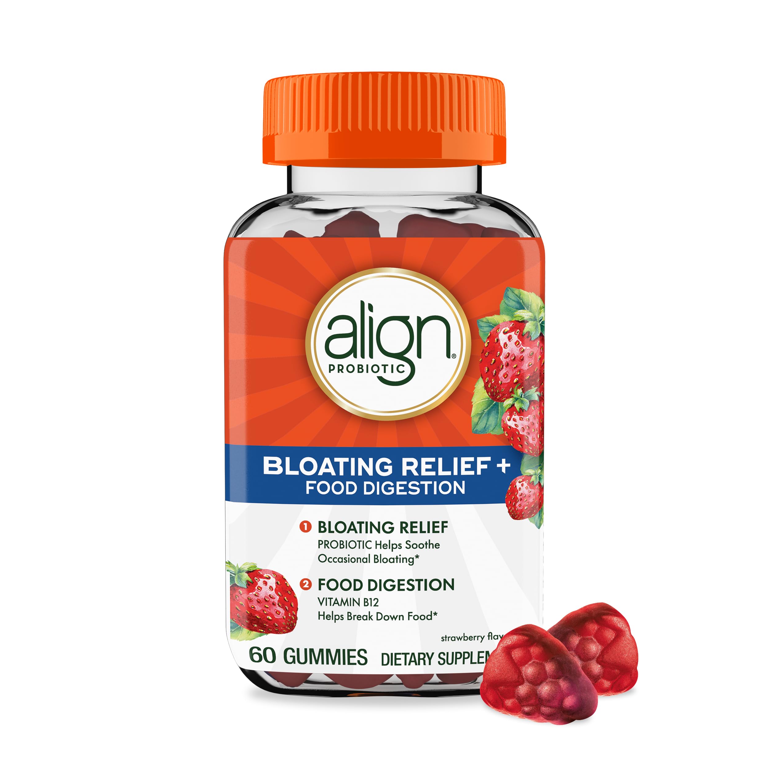 Align Relief Gummies 60 count strawberry flavour front view