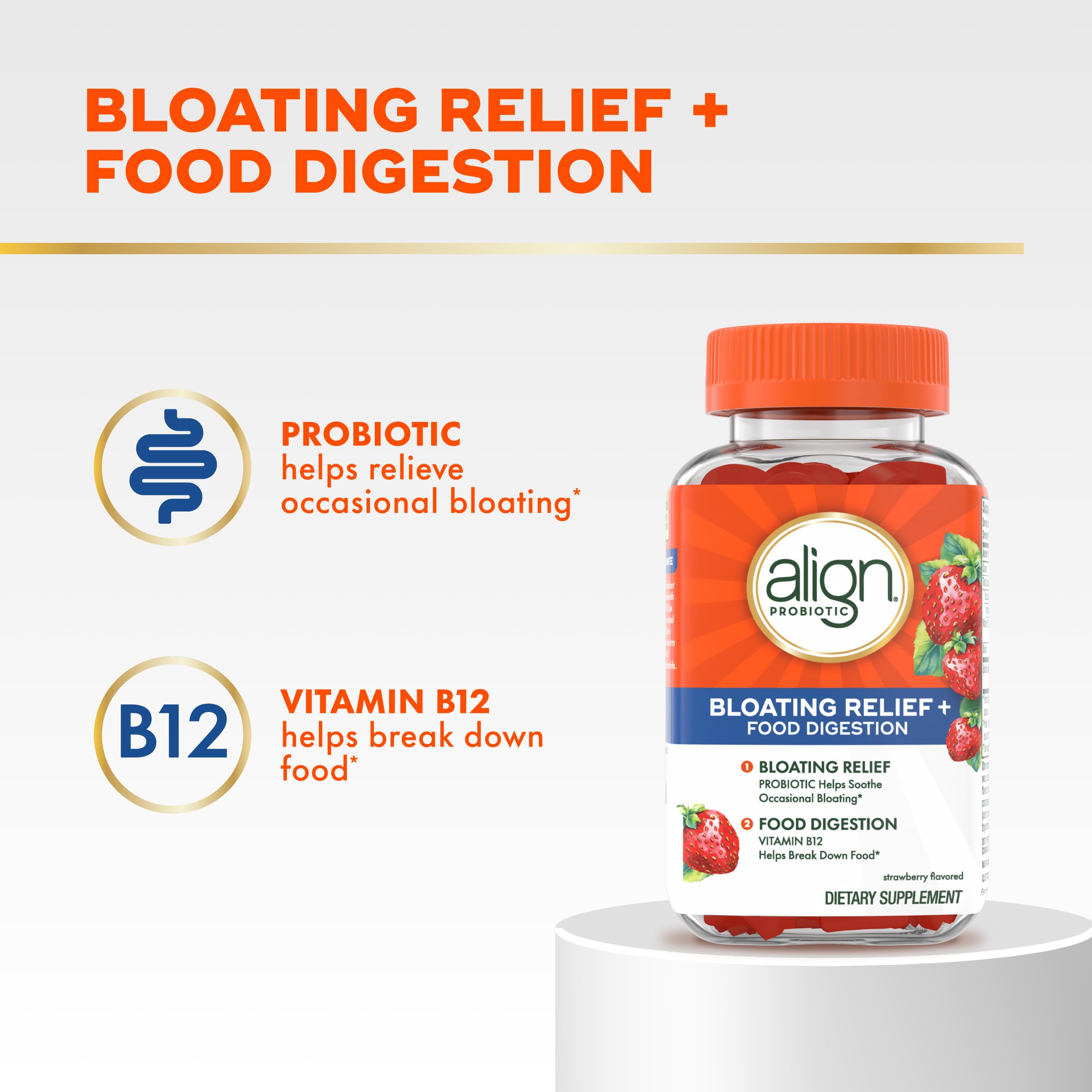 Align Relief Gummies packaging showing strawberry flavour