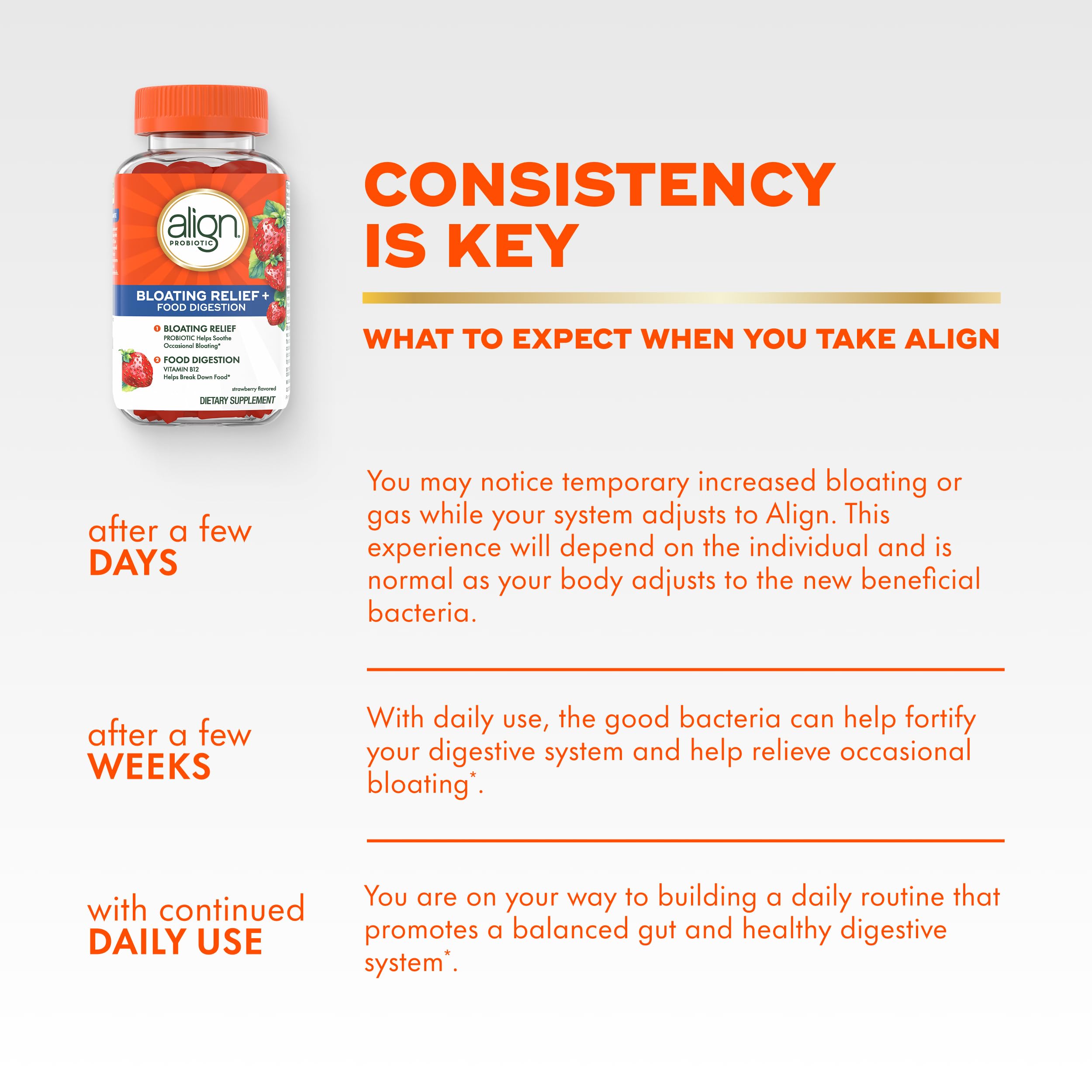 Align Relief Gummies showing nutritional information