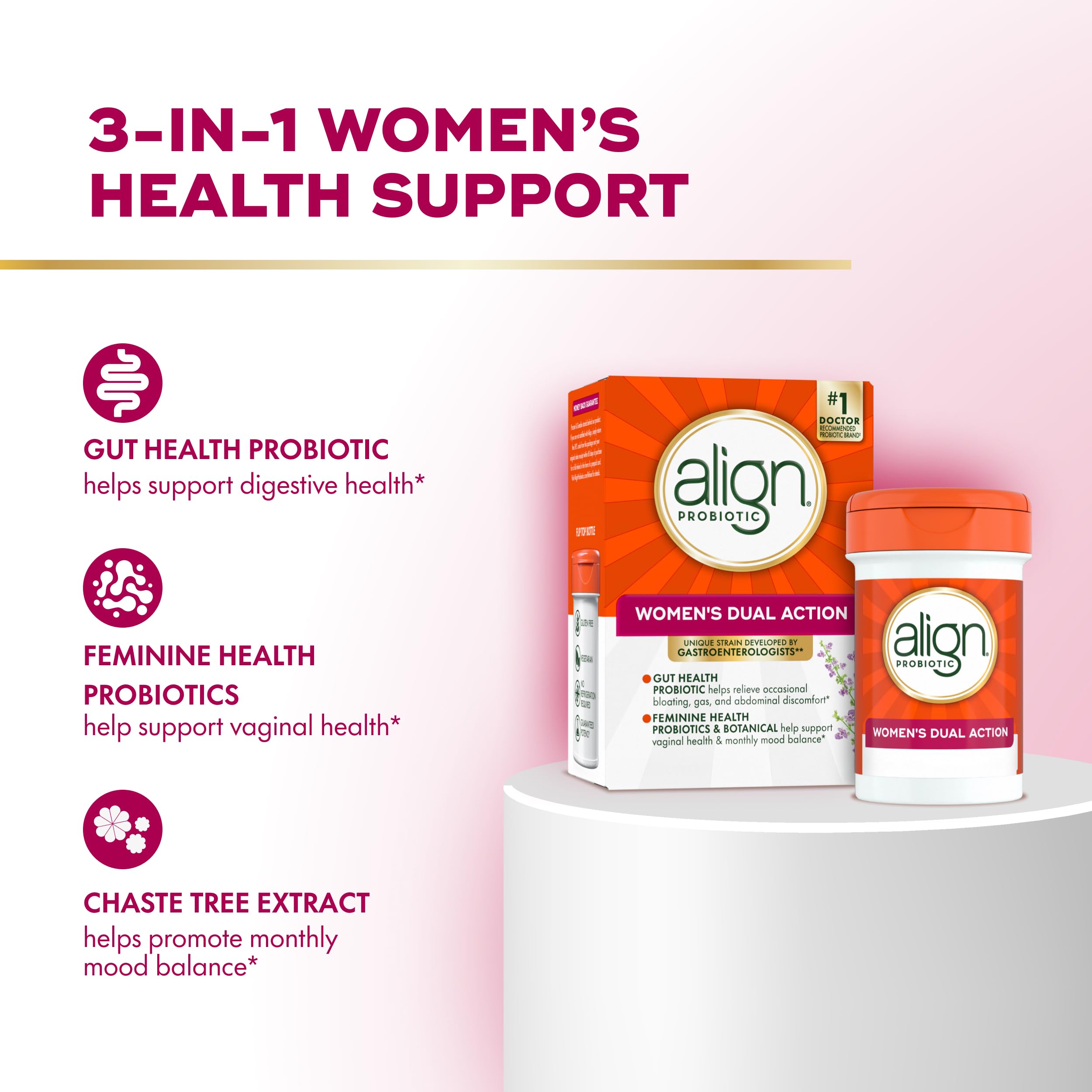 Align Women's Dual Action Probiotic 14g capsule close-up