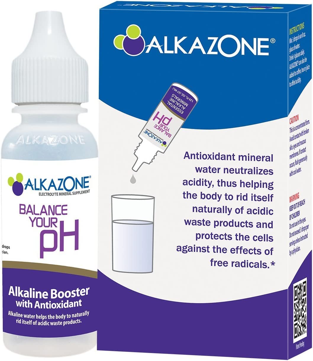 Alkazone Alkaline pH support Drops 1.25 fl oz side view