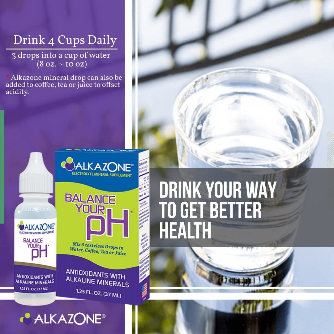 Alkazone Alkaline pH support Drops 1.25 fl oz with other supplements